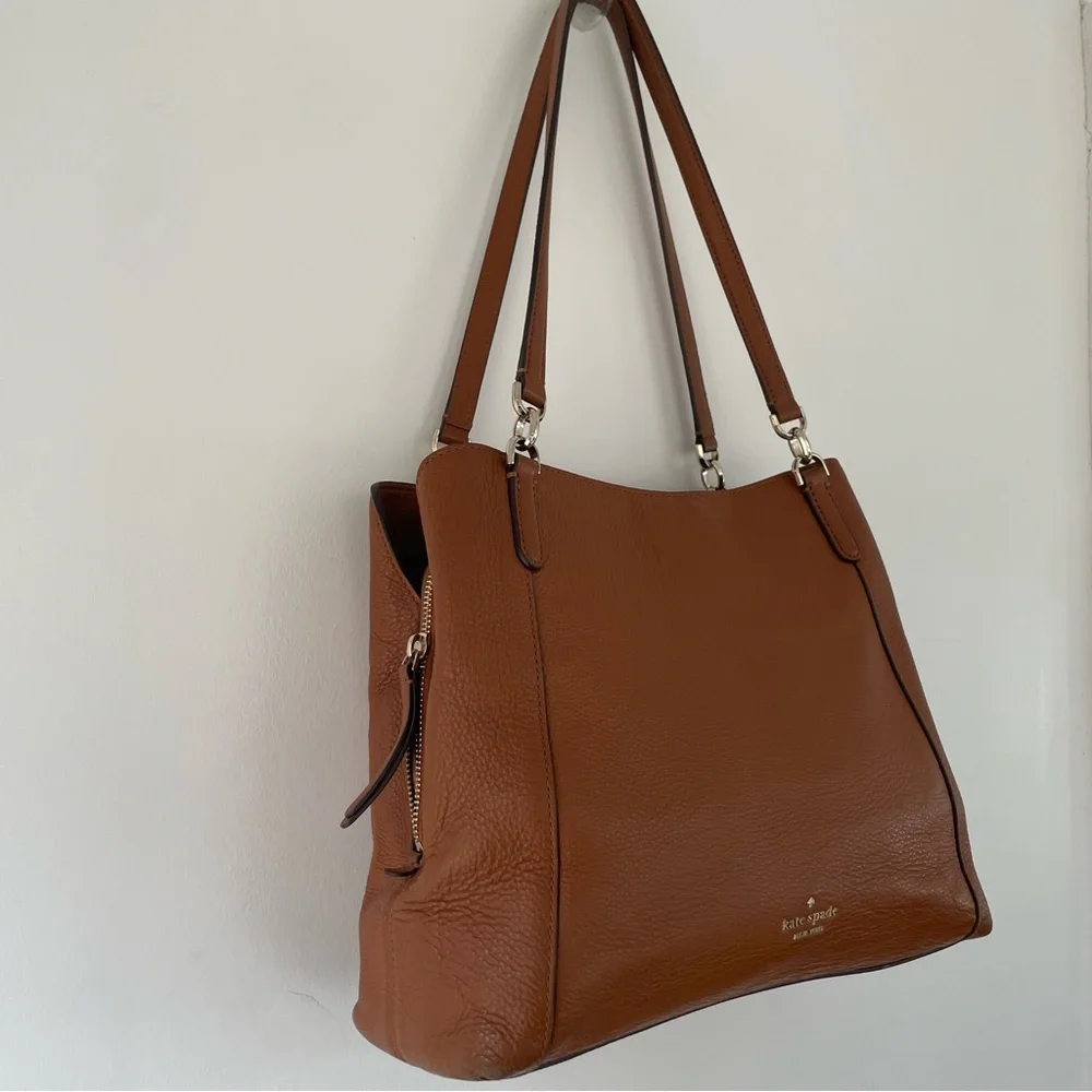 Kate Spade Jackson Triple Compartment Shoulder Tote Satchel Gingerbread color
